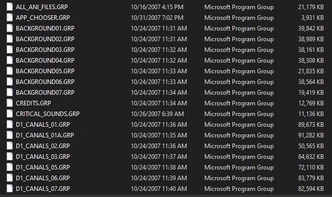 GRP files with names following different maps.
